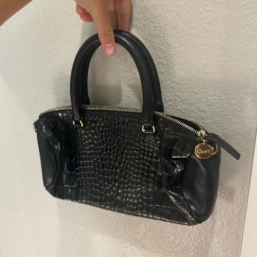 Clare V. Black Croc Pepe Bag